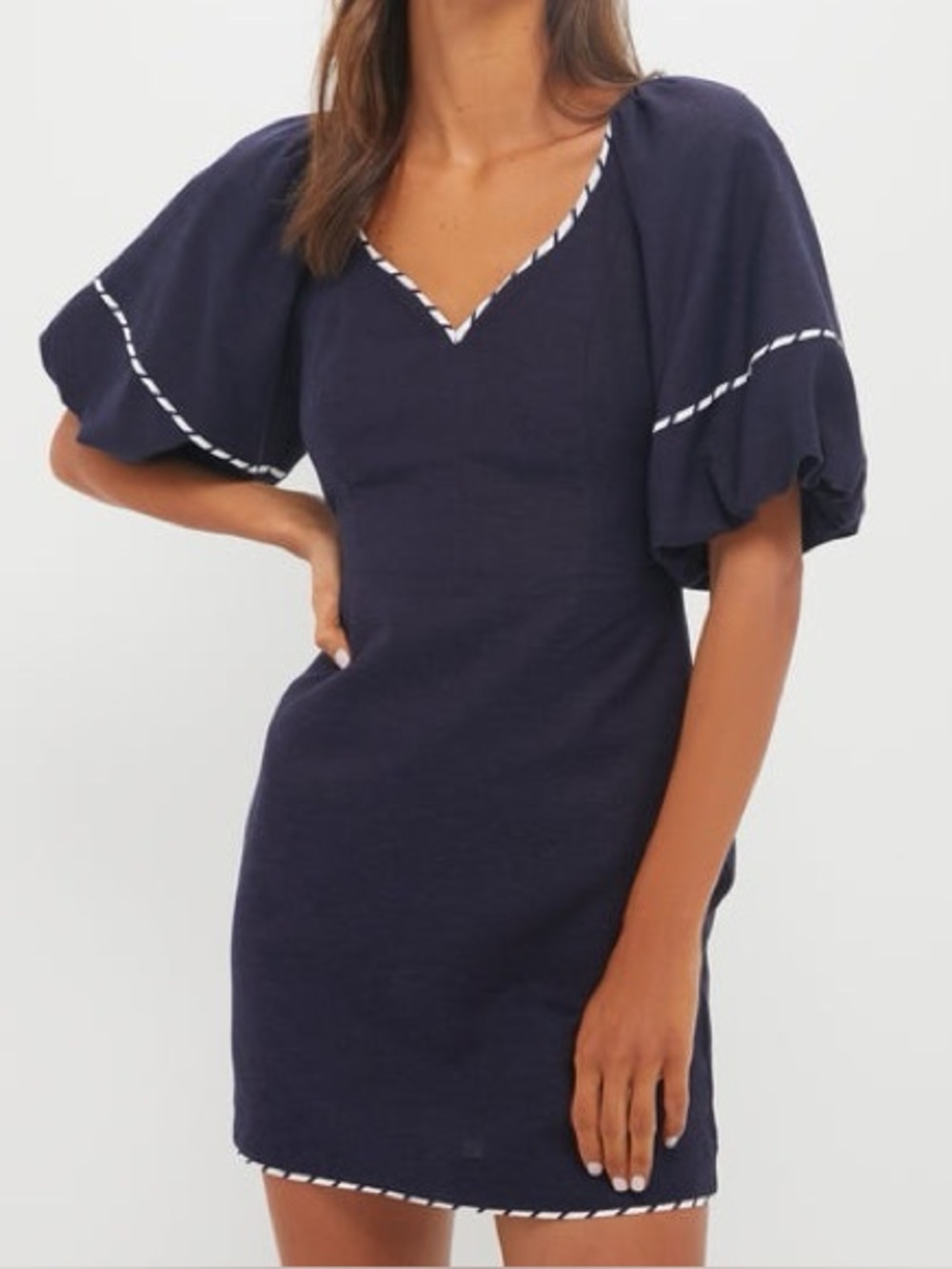 NWT Tuckernuck Hyacinth House Navy with Striped Piping Keel Mini Dress XS